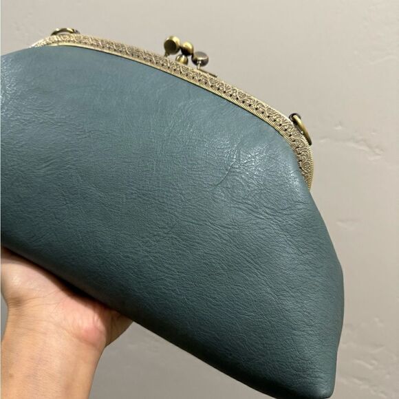 Handsewn Genuine Premium Leather Double Kiss-lock Clutch/Shoulder Bag/Crossbody - Picture 13 of 16